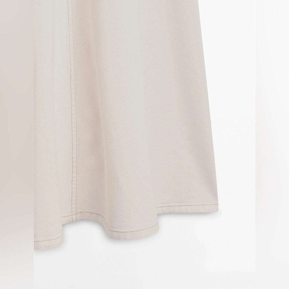 NWT. Massimo Dutti Off White Denim High Waisted Panel Midi Skirt. Size 2, 4. - Picture 7 of 11